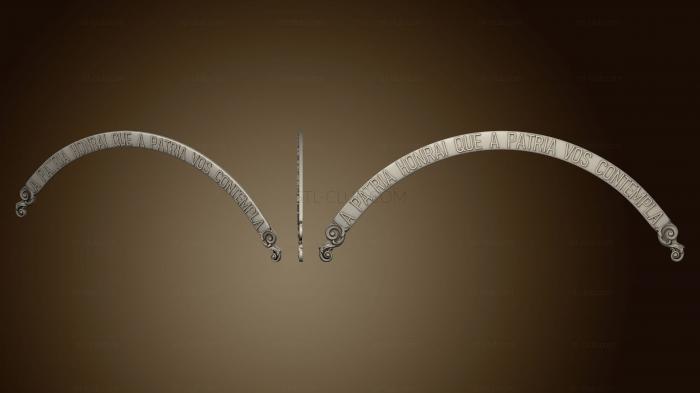 3D model Lettering on an arched ribbon with decorative elements (STL)