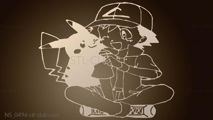 Нестандарт Эш и Пикачу Декор для стен Gravure Sacha