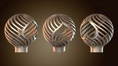 3D модель Рождественские елочные шары и спиральные елочные шары в форме сердца (STL)