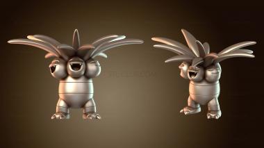 3D model Golduck and Exeggutor Ponyta Parasect (STL)