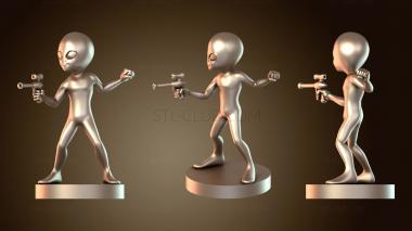 3D модель Ужасный серый пришелец с бластером (STL)