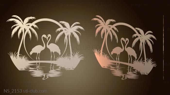 Нестандарт На стене закат фламинго патос