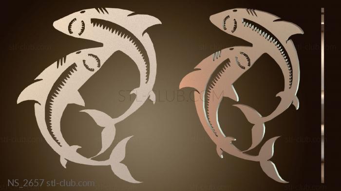 Нестандарт Декор для стен «Кружащие акулы»