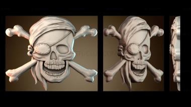 3D модель Пиратский череп с костями (STL)