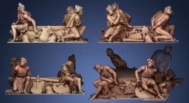 3D model Four Captives Richelieu wing Louvre (STL)