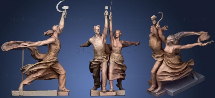 Worker and Kolkhoz Woman High poly