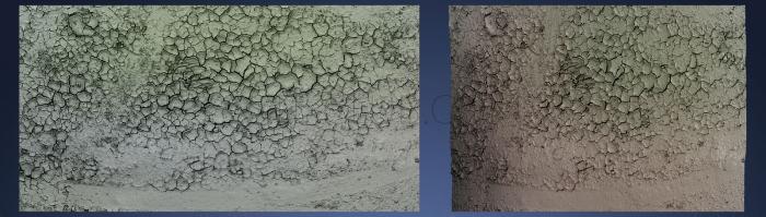 3D мадэль Засуха сухая почва трещины в пустыне эрозия грунта II (STL)