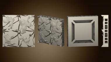 3D model Nature Floor Tiles Froands Tile 2x2 A (STL)