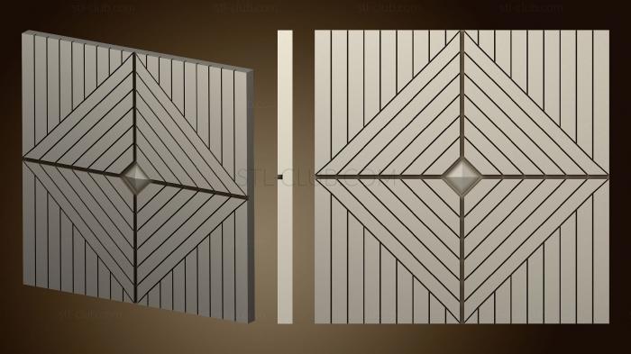 Панели геометрические Филенка двери совы на ветке дерева версия2