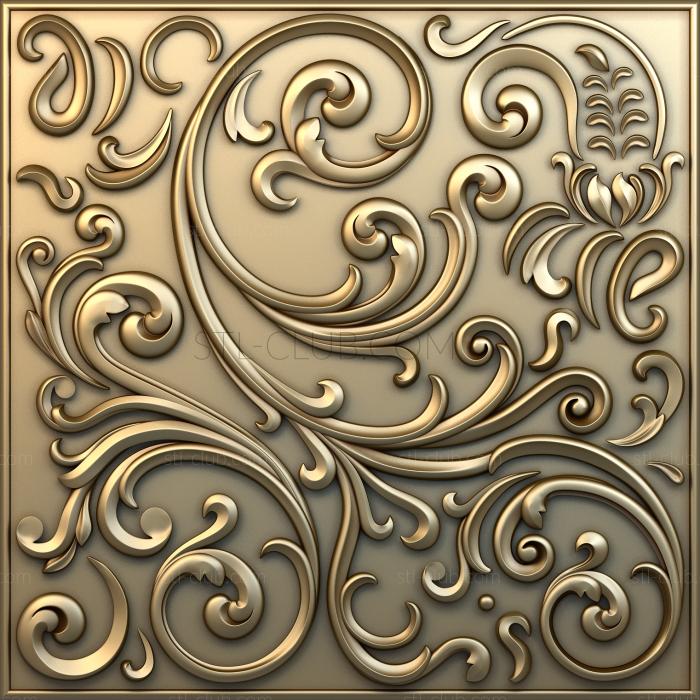 3d model of a decorative panel, square