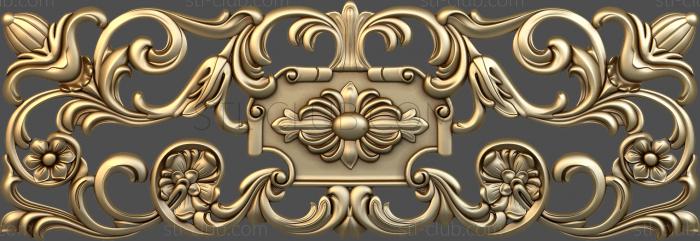 Horizontal panel, 3d stl model for CNC, plant decor