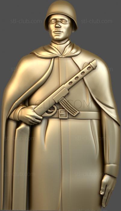 3D model Soldier with a submachine gun (STL)