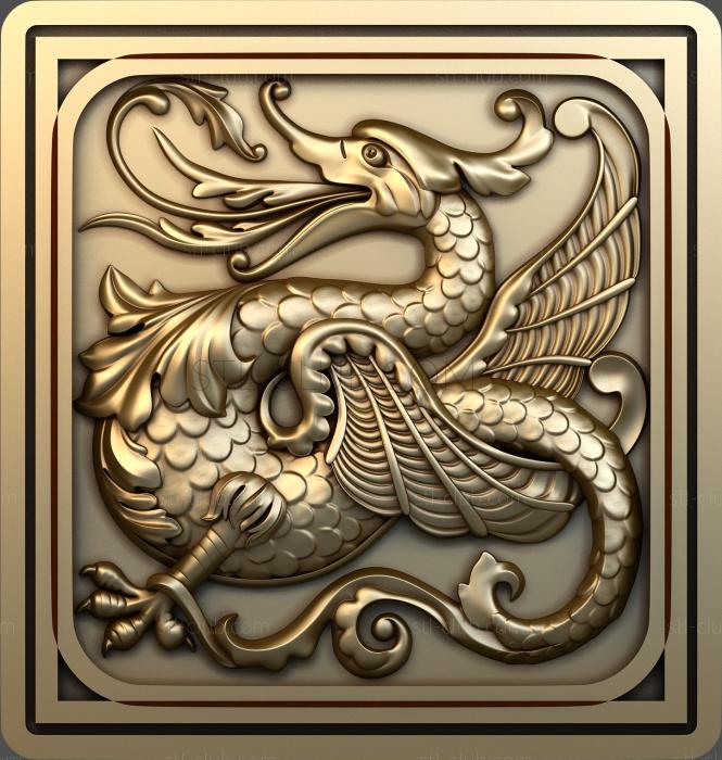 3D model Stove tile dragon (STL)