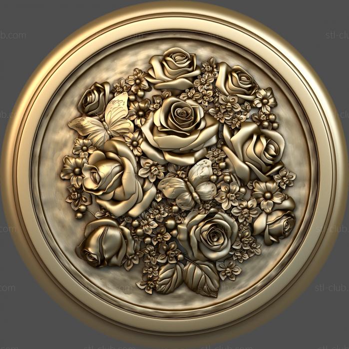 3D model Roses in a round locket (STL)