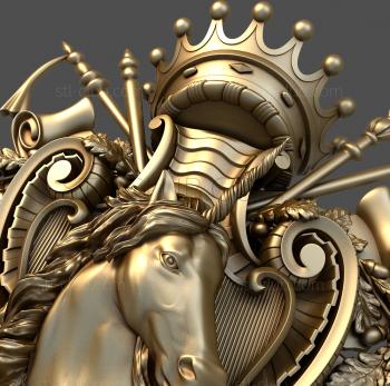 3D model Coat of arms with horse and crown (STL)