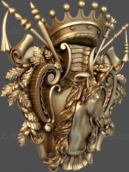 3D model Coat of arms with horse and crown (STL)