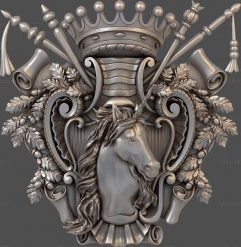 3D model Coat of arms with horse and crown (STL)