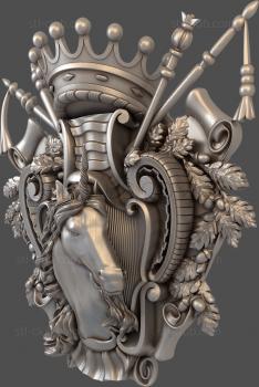 3D model Coat of arms with horse and crown (STL)