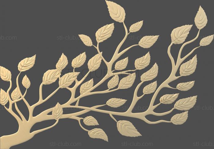 3D model Tree branch with leaves (STL)