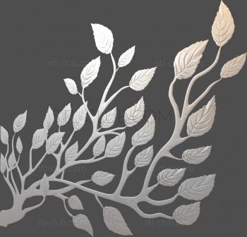 3D model Tree branch with leaves (STL)