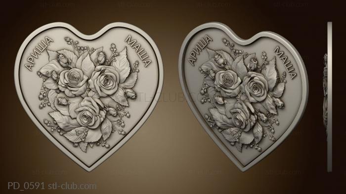 3D model Bouquet of roses on the heart (STL)