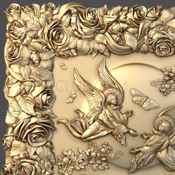 3D model Angels and butterflies in a rose frame (STL)