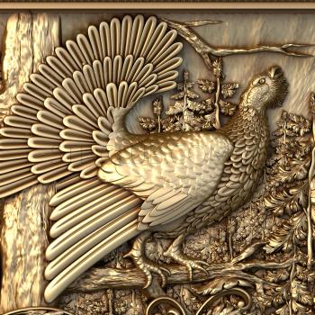 3D model Wood grouse in a carved frame (STL)