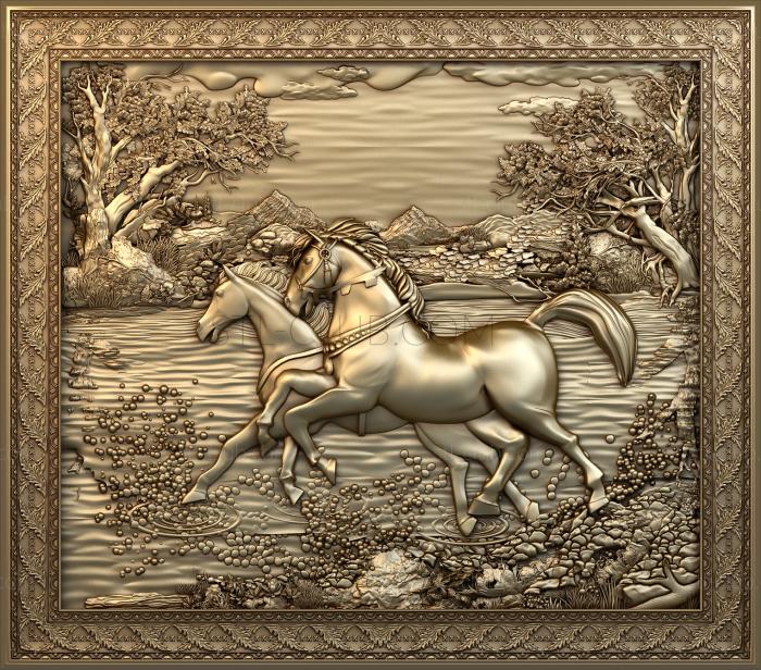 3D мадэль Пара лошадей природа (STL)