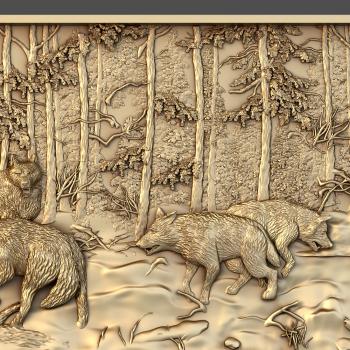 3D мадэль Лось и волки (STL)