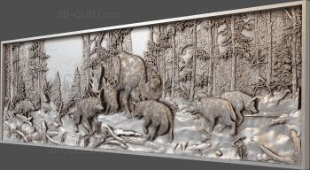 3D мадэль Лось и волки (STL)