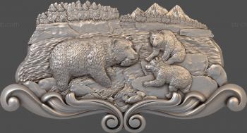 3D модель Медведица с медвежатами (STL)