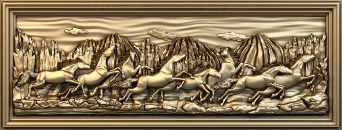 3D model  a herd of horses (STL)