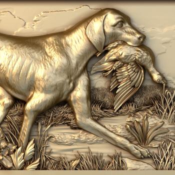 3D мадэль Охотничья собака с добычей (STL)