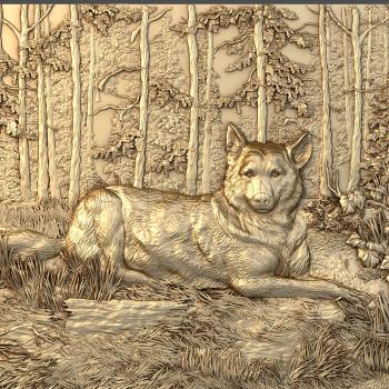 3D мадэль Волк в лесу (STL)