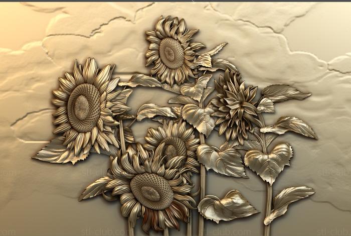 3D model Bouquet with sunflowers (STL)