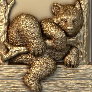3D мадэль Медвежонок на ветке (STL)