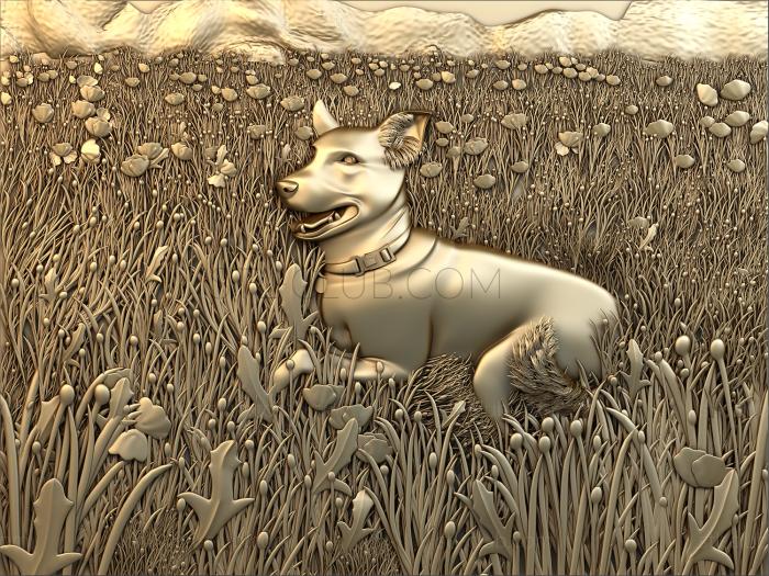 3D мадэль Собака на маковом поле (STL)