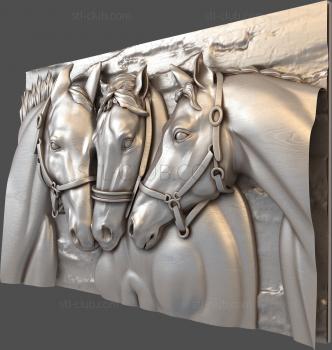 3D model Three horses (STL)