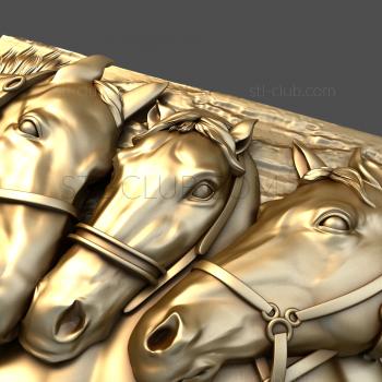 3D model Three horses (STL)