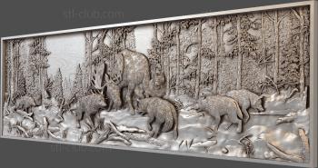 3D model Deer fights off wolves (STL)