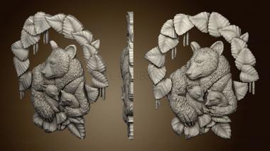 3D мадэль Филенка двери медведь с медвежатами версия1 (STL)