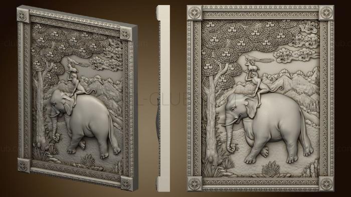 3D model Panel with an elephant (STL)