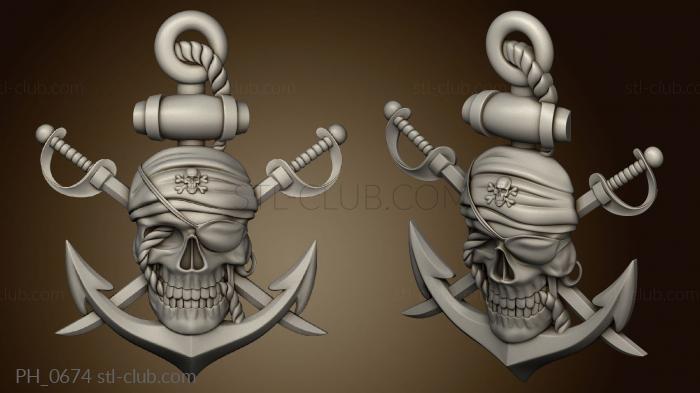 3D model Anchor with a skull (STL)