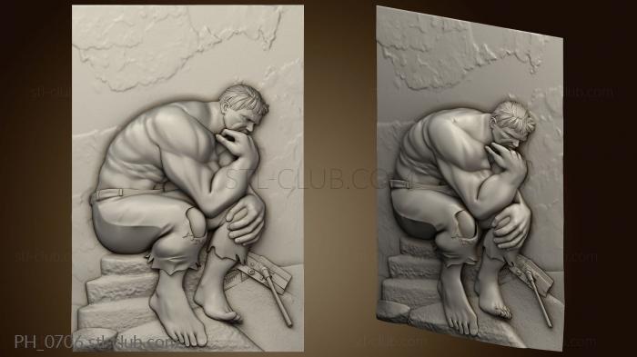 3D model Hulk sitting grieving (STL)