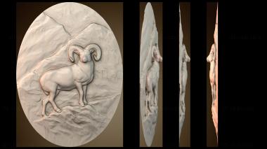 3D model Oval picture of a goat (STL)