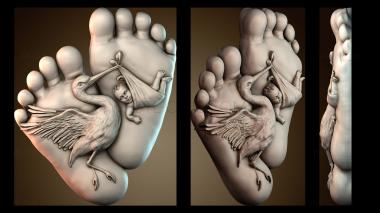 3D model Stork with baby (STL)