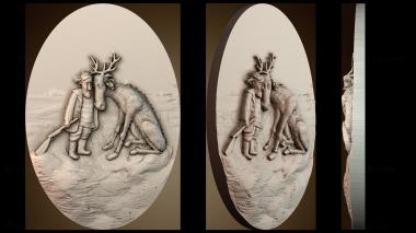 3D model Picture of the deer and the hunter (STL)