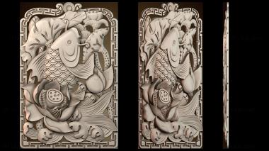 3D model Pictures of lotus and carp (STL)