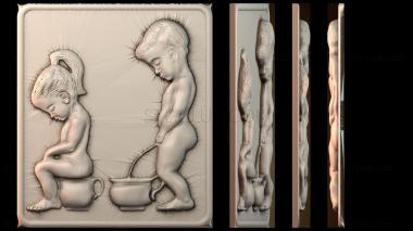 3D model Toilet sign pissing boy (STL)
