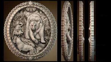 3D модель Битва медведей и волков (STL)